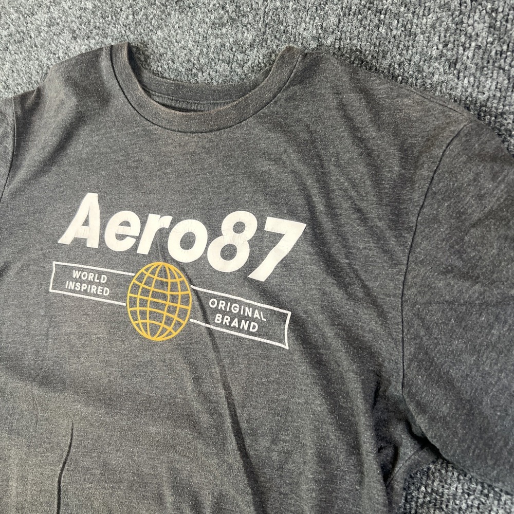 Aeropostale Aero 87 Globe Center Logo Graphic Cotton Normcore Tee Shirt Size S